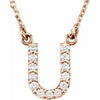 14K Rose 1/8 CTW Natural Diamond Initial U 16" Necklace Siddiqui Jewelers