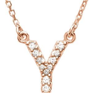 14K Rose .08 CTW Natural Diamond Initial Y 16" Necklace Siddiqui Jewelers
