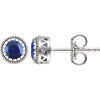 14K White Blue Sapphire "September" Birthstone Earrings - Siddiqui Jewelers
