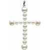 14K White 49.5x34 mm Freshwater Cultured Pearl Cross Pendant - Siddiqui Jewelers