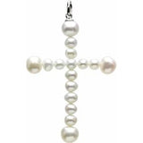 14K White 49.5x34 mm Freshwater Cultured Pearl Cross Pendant - Siddiqui Jewelers