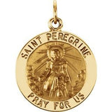 14K Yellow 18 mm Round St. Peregrine Medal - Siddiqui Jewelers