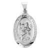 14K White 23.5x16 mm Oval Hollow St. Christopher Medal - Siddiqui Jewelers