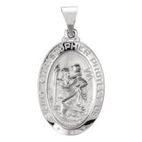 14K White 23.5x16 mm Oval Hollow St. Christopher Medal - Siddiqui Jewelers