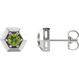 14K White Peridot Geometric Earrings - Siddiqui Jewelers