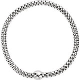 Sterling Silver White Rhodium Plated 4.3 mm Woven Stretch Bracelet - Siddiqui Jewelers