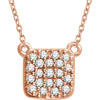14K Rose 1/6 CTW Diamond Square Cluster 16-18" Necklace - Siddiqui Jewelers