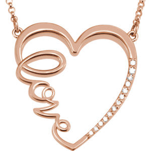 14K Rose 1/6 CTW Diamond "Love" Heart Infinity-Inspired 18" Necklace - Siddiqui Jewelers