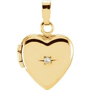 14K Yellow .005 CT Diamond Heart Shaped Locket - Siddiqui Jewelers