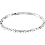 Sterling Silver 3 mm Round Cubic Zirconia Bangle 8" Bracelet - Siddiqui Jewelers