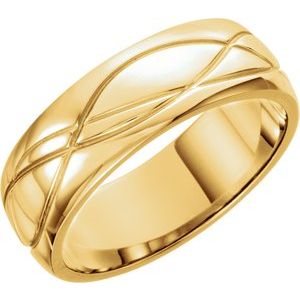 14K Yellow 8 mm Grooved Band Size 9 - Siddiqui Jewelers