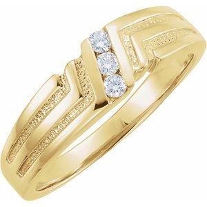 14K Yellow 1/8 CTW Diamond 3-Stone Band - Siddiqui Jewelers