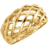 14K Yellow 11 mm Latticework Dome Ring - Siddiqui Jewelers
