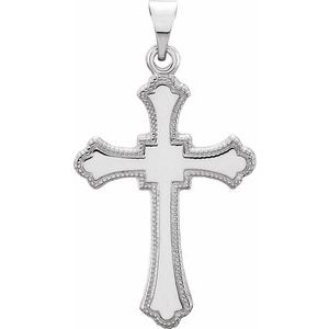 14K White 21x15 mm Cross Pendant - Siddiqui Jewelers