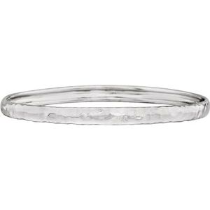 14K White 5.1 mm Hammered Bangle Bracelet - Siddiqui Jewelers