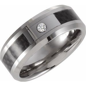 Tungsten & Carbon Fiber .05 CT White Diamond 8 mm Band Size 8 - Siddiqui Jewelers