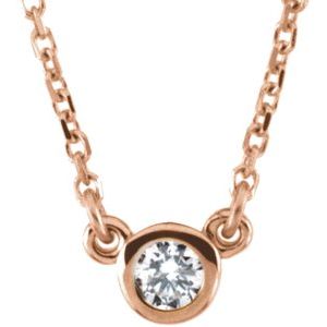 14K Rose 1/4 CT Natural Diamond Solitaire 18" Necklace-Siddiqui Jewelers