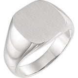 14K White 14 mm Square Signet Ring - Siddiqui Jewelers