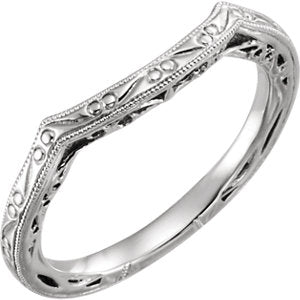 14K White Vintage-Inspired Matching Band for 5.8 mm Round Ring - Siddiqui Jewelers