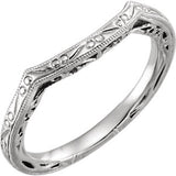 14K White Vintage-Inspired Matching Band for 4.4 mm Round Ring - Siddiqui Jewelers