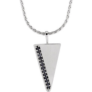 14K White 1/5 CTW Black Diamond Men's Triangle 24" Necklace - Siddiqui Jewelers