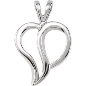 14K White 18.5x12 mm Heart Pendant - Siddiqui Jewelers
