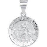 14K White 15 mm Hollow Round St. Christopher Medal - Siddiqui Jewelers