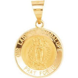 14K Yellow 15 mm Round Hollow Our Lady of Guadalupe Medal - Siddiqui Jewelers