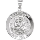 14K White 22 mm Round Hollow Joseph Medal - Siddiqui Jewelers