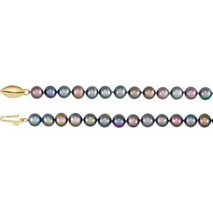 14K Yellow Freshwater Cultured Black Pearl 18" Necklace - Siddiqui Jewelers