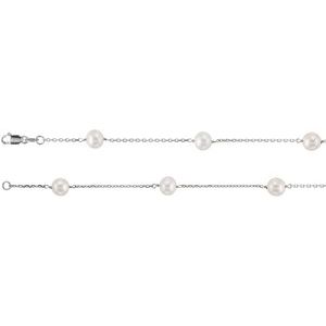 14K White Pearl Station 18" Necklace-Siddiqui Jewelers