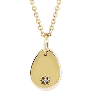 14K Yellow .005 CT Diamond Pear Starburst 16-18" Necklace - Siddiqui Jewelers