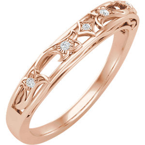 14K Rose .04 CTW Diamond Matching Band for 5.2 mm Round Engagement - Siddiqui Jewelers