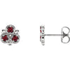 14K White Chatham® Created Ruby Three-Stone Earrings - Siddiqui Jewelers