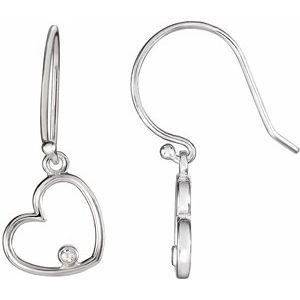 Sterling Silver .03 CTW Diamond Heart Earrings - Siddiqui Jewelers