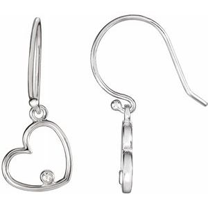 14K White .03 CTW Diamond Heart Earrings - Siddiqui Jewelers