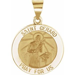 14K Yellow 18 mm Round Hollow St. Gerard Medal - Siddiqui Jewelers