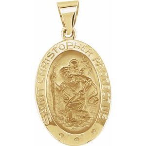 14K Yellow 19x13.5 mm Oval Hollow St. Christopher Medal - Siddiqui Jewelers