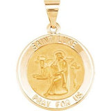 14K Yellow 18 mm Round Hollow St. Luke Medal - Siddiqui Jewelers