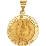 14K Yellow 18 mm Round Hollow Our Lady of Guadalupe Medal - Siddiqui Jewelers