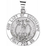 14K White 22 mm Round Hollow Our Lady of Guadalupe Medal - Siddiqui Jewelers