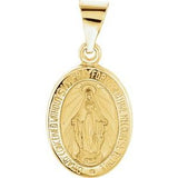 14K Yellow 15x11.5 mm Oval Hollow Miraculous Medal - Siddiqui Jewelers