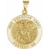 14K Yellow 21.75 mm Round Hollow Guardian Angel Medal - Siddiqui Jewelers