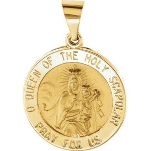 14K Yellow 18x18 mm Round Hollow Scapular Medal - Siddiqui Jewelers