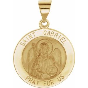 14K Yellow 18 mm Round Hollow St. Gabriel Medal - Siddiqui Jewelers