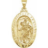 14K Yellow 25x17 mm Oval Hollow St. Christopher Medal - Siddiqui Jewelers