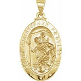 14K Yellow 25x17 mm Oval Hollow St. Christopher Medal - Siddiqui Jewelers