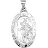 14K White 25x17 mm Oval Hollow St. Christopher Medal - Siddiqui Jewelers