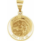 14K Yellow 15x15 mm Round Hollow St. Michael Medal - Siddiqui Jewelers