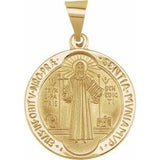 14K Yellow 18 mm Round Hollow St. Benedict Medal - Siddiqui Jewelers
